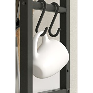 Mutfak Standı 2 Kapaklı 5 Raflı Kahve Köşesi Mutfak Rafı Mutfak Bangosu Etiyopya Beyaz