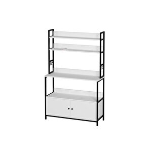 Mutfak Standı 2 Kapaklı 5 Raflı Kahve Köşesi Mutfak Rafı Mutfak Bangosu Etiyopya Beyaz