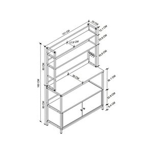 Mutfak Standı 2 Kapaklı 5 Raflı Kahve Köşesi Mutfak Rafı Mutfak Bangosu Etiyopya Beyaz