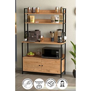 Mutfak Standı 2 Kapaklı 5 Raflı Kahve Köşesi Mutfak Rafı Mutfak Bangosu Etiyopya Çam