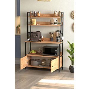 Mutfak Standı 2 Kapaklı 5 Raflı Kahve Köşesi Mutfak Rafı Mutfak Bangosu Etiyopya Çam