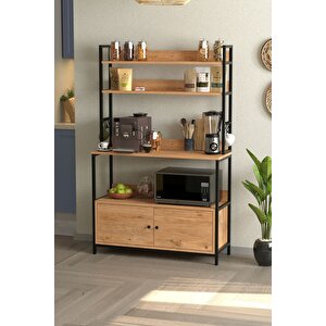 Mutfak Standı 2 Kapaklı 5 Raflı Kahve Köşesi Mutfak Rafı Mutfak Bangosu Etiyopya Çam