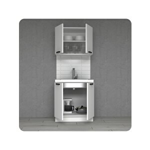 80 Cm Çok Amaçlı Mutfak Dolabı Ofis Tipi Hazır Mutfak Siyah-beyaz