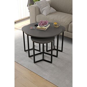 4lü Orta Sehpa Yan Sehpa Dekoratif Sehpa Metal Sehpa Yonca Antrasit