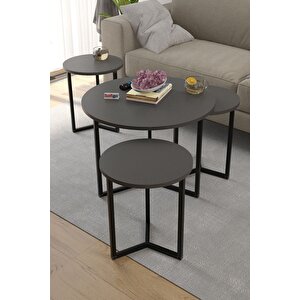 4lü Orta Sehpa Yan Sehpa Dekoratif Sehpa Metal Sehpa Yonca Antrasit