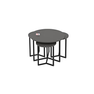 4lü Orta Sehpa Yan Sehpa Dekoratif Sehpa Metal Sehpa Yonca Antrasit