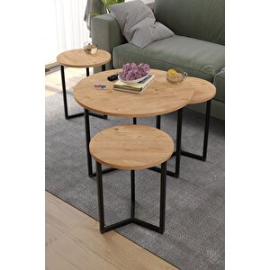 4lü Orta Sehpa Yan Sehpa Dekoratif Sehpa Metal Sehpa Yonca Çam