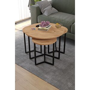 4lü Orta Sehpa Yan Sehpa Dekoratif Sehpa Metal Sehpa Yonca Çam