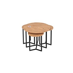 4lü Orta Sehpa Yan Sehpa Dekoratif Sehpa Metal Sehpa Yonca Çam