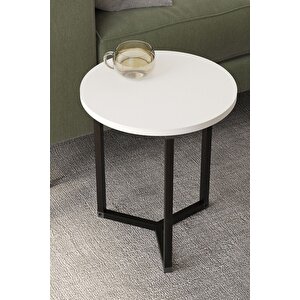 4lü Orta Sehpa Yan Sehpa Dekoratif Sehpa Metal Sehpa Yonca Beyaz