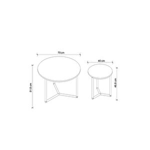 4lü Orta Sehpa Yan Sehpa Dekoratif Sehpa Metal Sehpa Yonca Beyaz