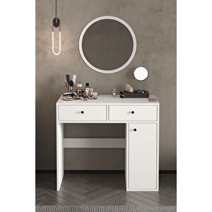Makyaj Masası 2 Çekmeceli Makyaj Masası Aynalı Makyaj Masası Porto Beyaz
