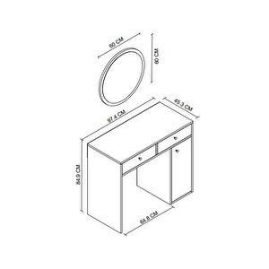 Makyaj Masası 2 Çekmeceli Makyaj Masası Aynalı Makyaj Masası Porto Beyaz