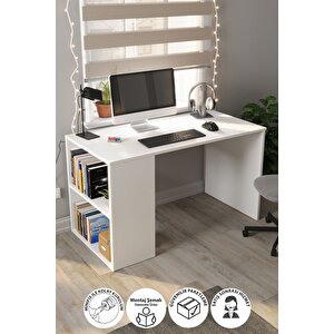 60x120 Cm Smyrna Çalışma Masası Kitaplıklı Ofis Masası Bilgisayar Masası Beyaz