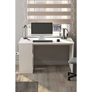 60x120 Cm Smyrna Çalışma Masası Kitaplıklı Ofis Masası Bilgisayar Masası Beyaz