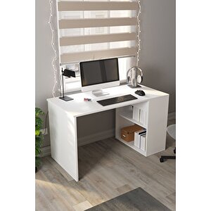 60x120 Cm Smyrna Çalışma Masası Kitaplıklı Ofis Masası Bilgisayar Masası Beyaz