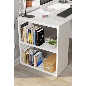 60x120 Cm Smyrna Çalışma Masası Kitaplıklı Ofis Masası Bilgisayar Masası Beyaz