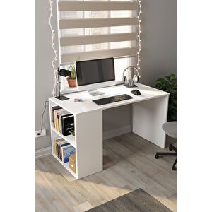 60x120 Cm Smyrna Çalışma Masası Kitaplıklı Ofis Masası Bilgisayar Masası Beyaz