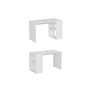 60x120 Cm Smyrna Çalışma Masası Kitaplıklı Ofis Masası Bilgisayar Masası Beyaz