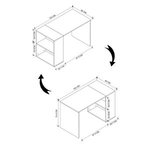 60x120 Cm Smyrna Çalışma Masası Kitaplıklı Ofis Masası Bilgisayar Masası Beyaz