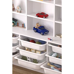 9 Sepetli 9 Raflı Dolap Çok Amaçlı Dolap Oyuncak Dolabı Almina Beyaz