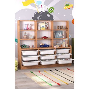 9 Sepetli 9 Raflı Dolap Çok Amaçlı Dolap Oyuncak Dolabı Almina Çam