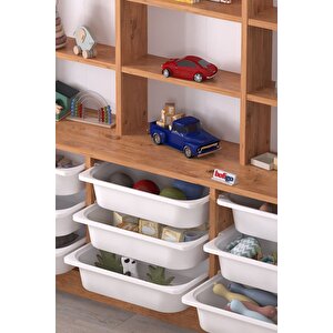 9 Sepetli 9 Raflı Dolap Çok Amaçlı Dolap Oyuncak Dolabı Almina Çam