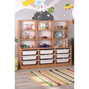 9 Sepetli 9 Raflı Dolap Çok Amaçlı Dolap Oyuncak Dolabı Almina Çam