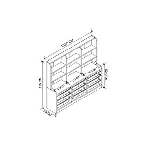 9 Sepetli 9 Raflı Dolap Çok Amaçlı Dolap Oyuncak Dolabı Almina Çam