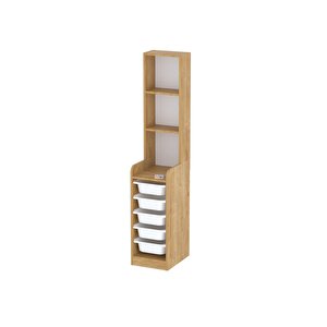 5 Sepetli 3 Raflı Dolap Çok Amaçlı Dolap Oyuncak Dolabı Derya Safir Meşe