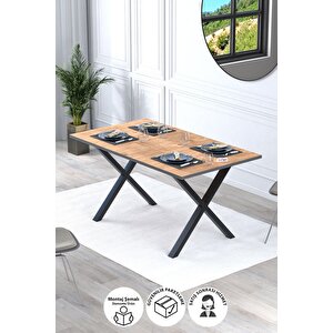 Yemek Masası Metal Ayaklı Mutfak Masası Luna 85 X 150 Cm X Ayaklı Çam