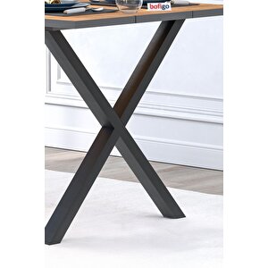 Yemek Masası Metal Ayaklı Mutfak Masası Luna 85 X 150 Cm X Ayaklı Çam