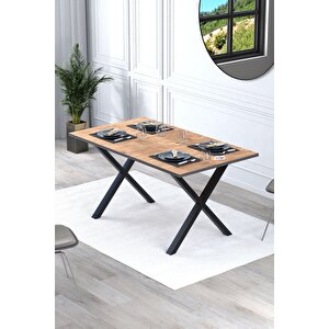 Yemek Masası Metal Ayaklı Mutfak Masası Luna 85 X 150 Cm X Ayaklı Çam