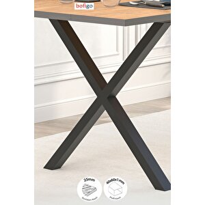 Yemek Masası Metal Ayaklı Mutfak Masası Oslo 85 X 180 Cm X Ayaklı Çam