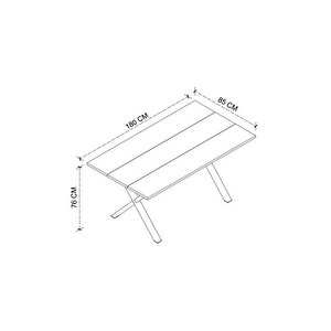 Yemek Masası Metal Ayaklı Mutfak Masası Oslo 85 X 180 Cm X Ayaklı Çam