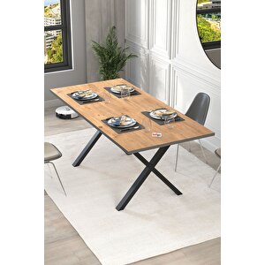 Yemek Masası Metal Ayaklı Mutfak Masası Oslo 85 X 180 Cm X Ayaklı Çam