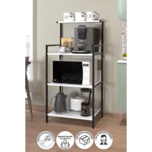 Mutfak Standı Espresso Makinesi Standı Kahve Köşesi Mutfak Rafı Endonezya Beyaz