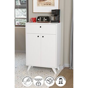 2 Kapaklı Çok Amaçlı Dolap Çekmeceli Çok Amaçlı Mutfak Dolabı Ezgi Beyaz