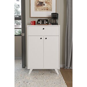 2 Kapaklı Çok Amaçlı Dolap Çekmeceli Çok Amaçlı Mutfak Dolabı Ezgi Beyaz