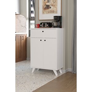 2 Kapaklı Çok Amaçlı Dolap Çekmeceli Çok Amaçlı Mutfak Dolabı Ezgi Beyaz