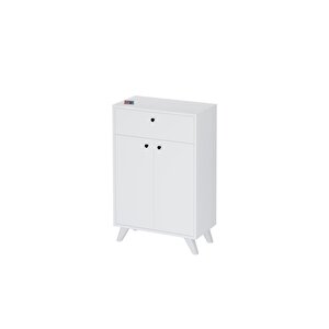 2 Kapaklı Çok Amaçlı Dolap Çekmeceli Çok Amaçlı Mutfak Dolabı Ezgi Beyaz