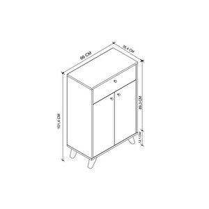 2 Kapaklı Çok Amaçlı Dolap Çekmeceli Çok Amaçlı Mutfak Dolabı Ezgi Beyaz