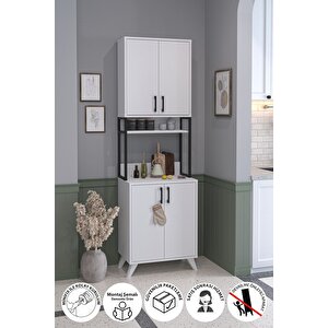 4 Kapaklı Çok Amaçlı Dolap Sedef Mutfak Dolabı Erzak Dolabı Kiler Dolabı Beyaz