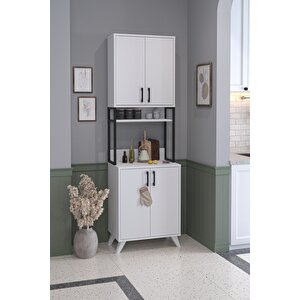 4 Kapaklı Çok Amaçlı Dolap Sedef Mutfak Dolabı Erzak Dolabı Kiler Dolabı Beyaz