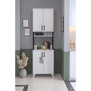 4 Kapaklı Çok Amaçlı Dolap Sedef Mutfak Dolabı Erzak Dolabı Kiler Dolabı Beyaz