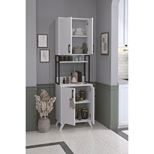 4 Kapaklı Çok Amaçlı Dolap Sedef Mutfak Dolabı Erzak Dolabı Kiler Dolabı Beyaz