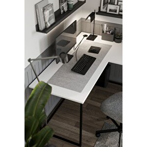 Çalışma Masası Ofis Masası Köşe Masa Bilgisayar Masası Odin Beyaz
