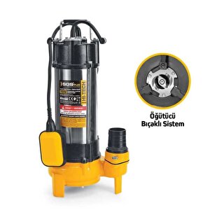 Sgs5375 - 12 Metre 1.5 Hp İnox Foseptik Dalgıç Pompa Parçalayıcı Öğütücü Bıçaklı 1100 Watt