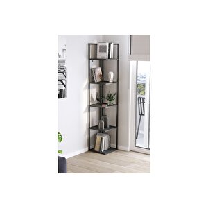 5 Raflı Metal Köşe Kitaplık Rafı Dekoratif Aksesuar Rafı Selanik 180 Cm Antrasit