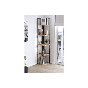 5 Raflı Metal Köşe Kitaplık Rafı Dekoratif Aksesuar Rafı Selanik 180 Cm Çam